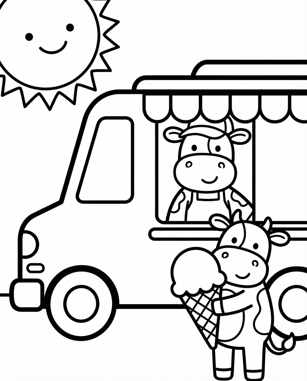 Cows selling ice cream - Simple version
