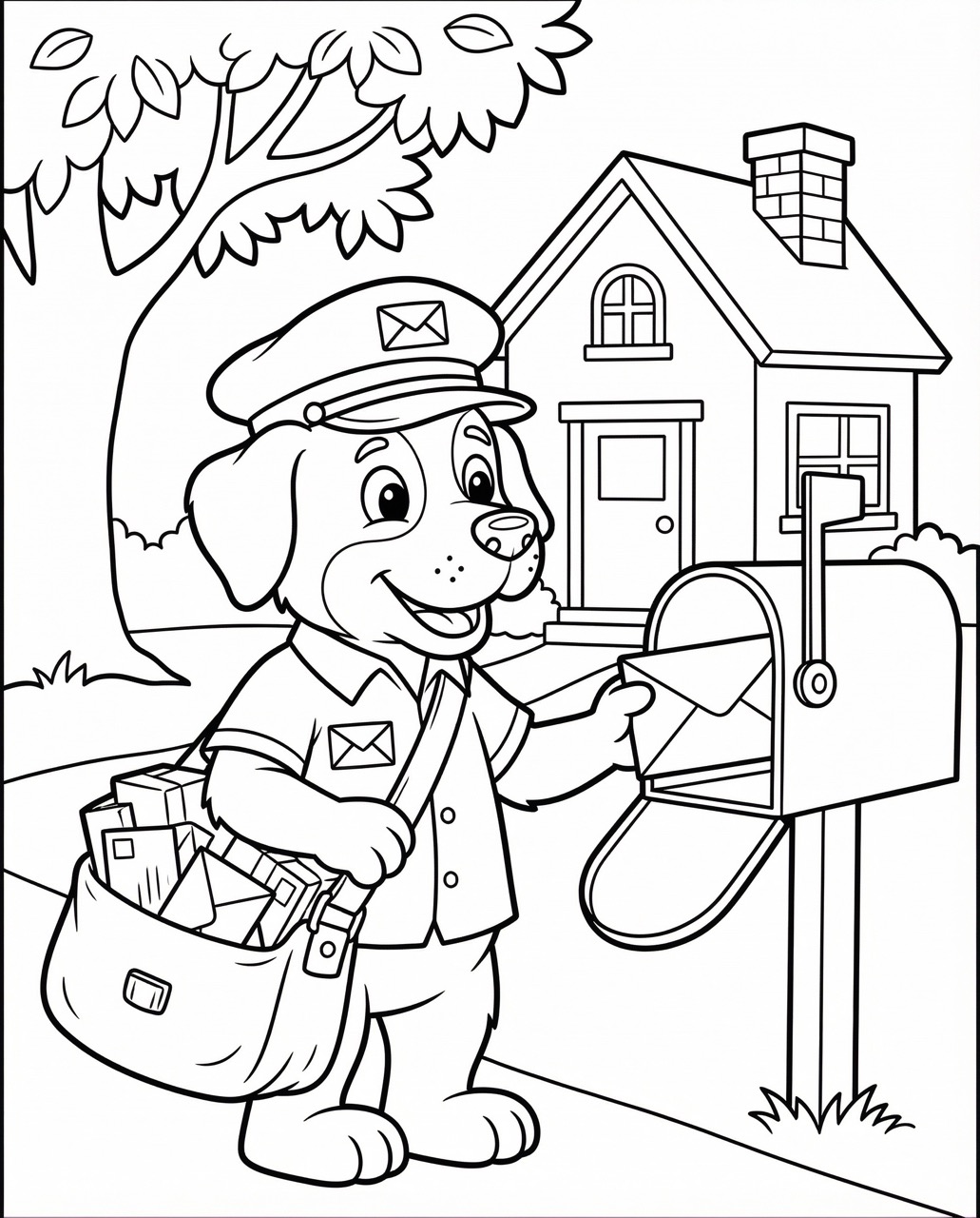Dog mailman delivering mail - Simple version
