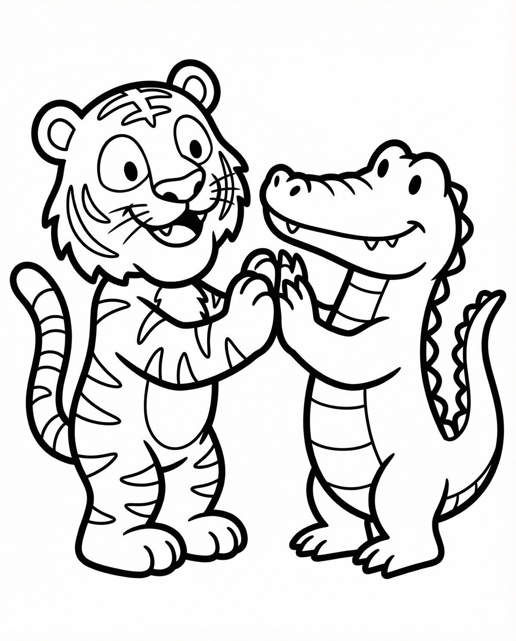 Tiger and alligator playing patty cake - Simple version